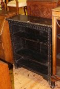 Victorian dark oak open bookcase,