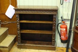 Victorian carved oak three tier open bookcase,