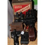 Projector, four pairs of binoculars including Carl Zeiss, cameras,