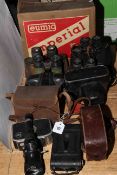 Projector, four pairs of binoculars including Carl Zeiss, cameras,