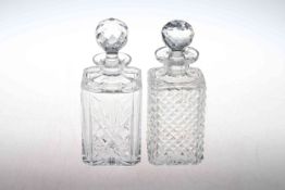 Two crystal spirit decanters