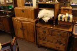 Rivington walnut cocktail cabinet and early 20th Century oak four drawer chest (2)