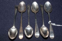 Set of six Georgian silver bright cut teaspoons