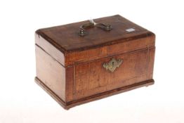 Georgian walnut triple compartment tea caddy