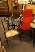 Victorian scroll arm rocking chair,