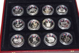 Boxed set of twelve silver proof Falkland Islands Golden Jubilee,