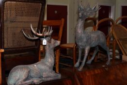 Pair bronzed effect stags
