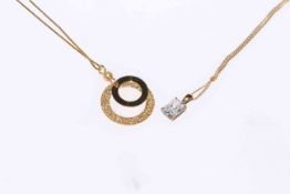 18 carat gold very fine chain with pendant and 9 carat gold chain necklace (2)