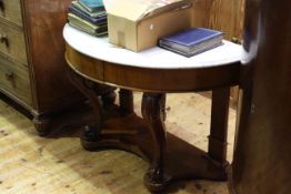 Victorian mahogany marble topped demi lune washstand