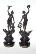 Pair small spelter figures,