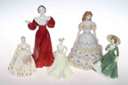 Collection of five Coalport lady figures