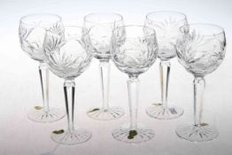 Set of six Waterford crystal hock glasses