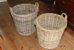 Two large wicker work log baskets