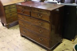 Victorian mahogany and string inlaid chest of two short above three long drawers, 117.5cm by 103.