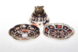 Royal Crown Derby Imari table lighter and two shaped dishes (3)