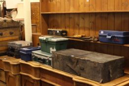 Large quantity of hand and power tools in various tool boxes