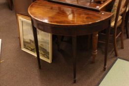 19th Century crossbanded demi lune fold top tea table