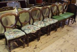Seven Victorian mahogany balloon back dining chairs (4x3)