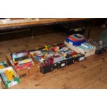 Large collection of model vehicles and railway items in seven boxes