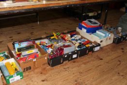 Large collection of model vehicles and railway items in seven boxes