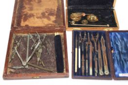 Boxes with drawing instruments and scales