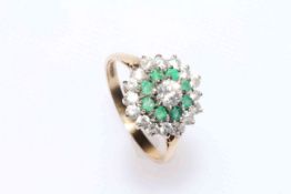 9 carat gold emerald and cubic zirconia ring