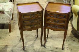 Pair Continental three drawer pedestals,