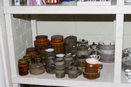 Hornsea Pottery storage jars and cups, Studio Pottery coffee set,