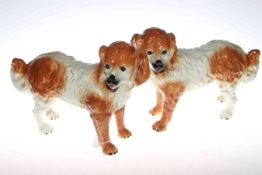 Pair Victorian Staffordshire standing spaniels