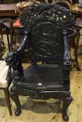 Eastern carved dragon chair