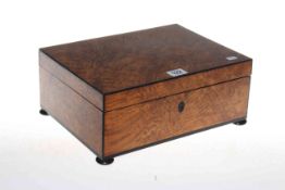 Pollard oak and ebony sewing box with a well fitted interior