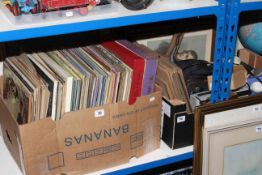 Collection of LP and 78' records, assorted pictures, crucifix, camera,