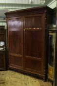 19th Century rosewood two door armoire on turned legs,