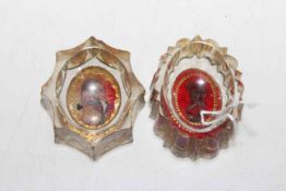 Two German glass open salts with portraits