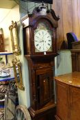Victorian mahogany eight day longcase clock having painted arched dial, J.B.