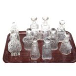 Collection of ten crystal scent bottles (including three pairs)