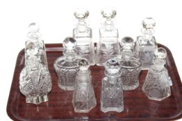 Collection of ten crystal scent bottles (including three pairs)