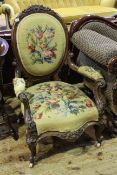 Victorian open armchair with oval panel back