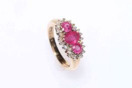 9 carat gold ruby and diamond ring