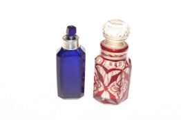 Silver mounted and red stained glass scent bottles (2)