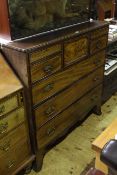 19th Century mahogany and string inlaid chest of five short above three long graduated drawers on