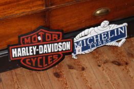 Two cast metal signs,