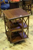 Brass mounted mahogany two tier revolving bookcase, 47cm by 74.