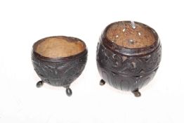 Two small carved coconut cups