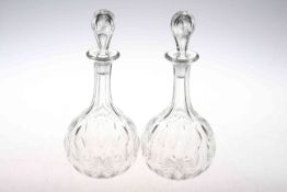 Pair crystal decanters and stoppers