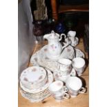 Royal Albert 'Tranquility' tea and dinnerware and seven coloured glasses