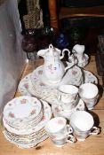 Royal Albert 'Tranquility' tea and dinnerware and seven coloured glasses