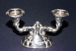 Continental silver two branch dwarf candelabrum,