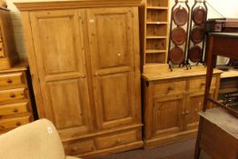 Pine double door wardrobe,