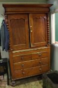 Victorian linen press with turned columns